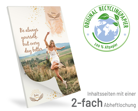 Notizblock Recycling  DIN A5 mit Umschlag + Abheftlochung