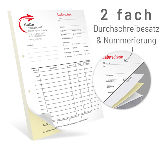 Durchschreibesätze 2-fach geblockt, DIN A4, mit Nummerierung - 1219010121