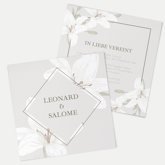 Postkarte Quadrat 148 x 148 mm - Floral "White Lily" - PQ-24001-F-07
