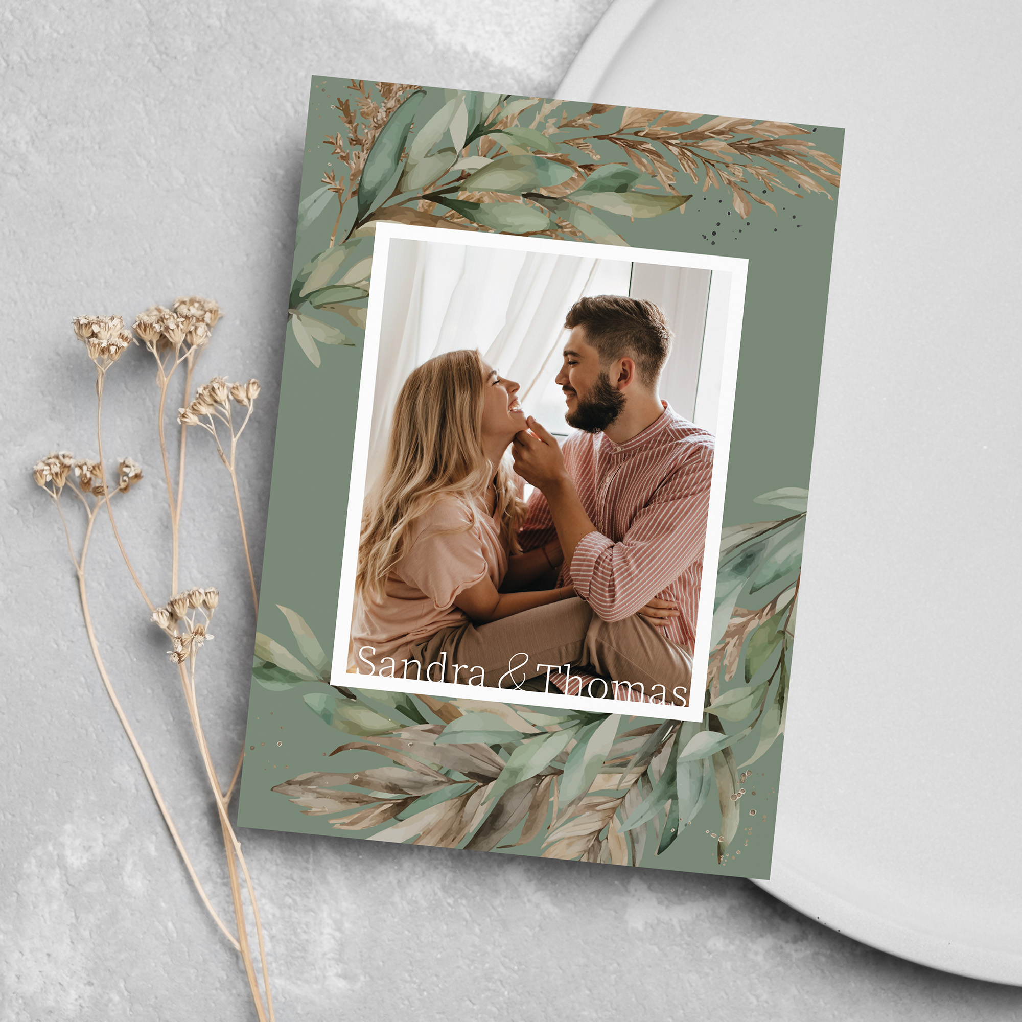 Postkarte DIN A6 im Hochformat - Boho "rooted together"