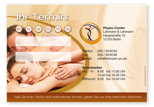 Terminzettel "Spa" - 1 Termin mit Wochentagen - 1214010137
