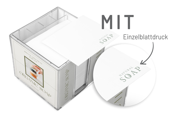 Doppelwandige Zettelbox mit Stifteköcher im Digitaldruck - 1017140144