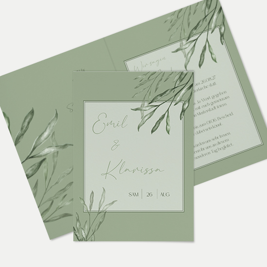 Klappkarte DIN A6 im Hochformat - Greenery "natural frame" - KKH-24001-G-12