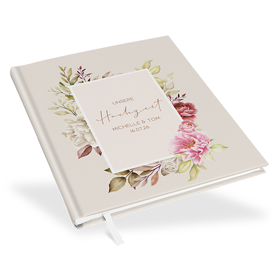 Erinnerungsbuch Hochzeit - Floral "Peony Bloom" - EBH-25001-F-02