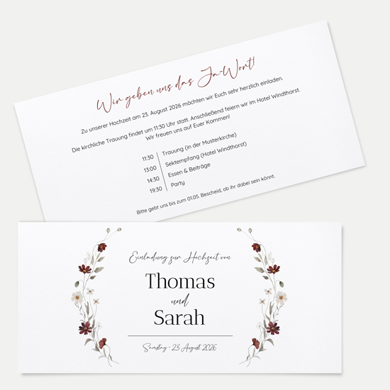 Postkarten DIN lang im Querformat 210 x 98 mm - Vintage "Wildflower Note" - PDLQ-24001-V-08