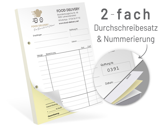 Durchschreibesatz 2-fach geblockt DIN A5, mit Nummerierung - 1219010119
