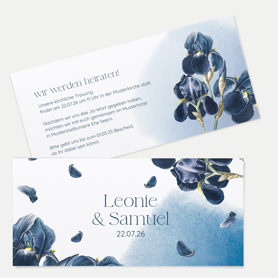 Postkarten DIN lang im Querformat 210 x 98 mm - Floral "Blue Petal" - PDLQ-24001-F-06