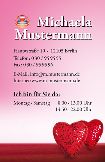 Visitenkarte "rote Herzen" - 1212010230