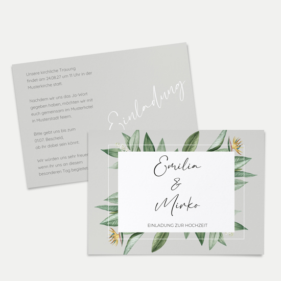 Postkarte DIN A6 im Querformat - Greenery - "tropical frame" - PKQ-24001-G-10