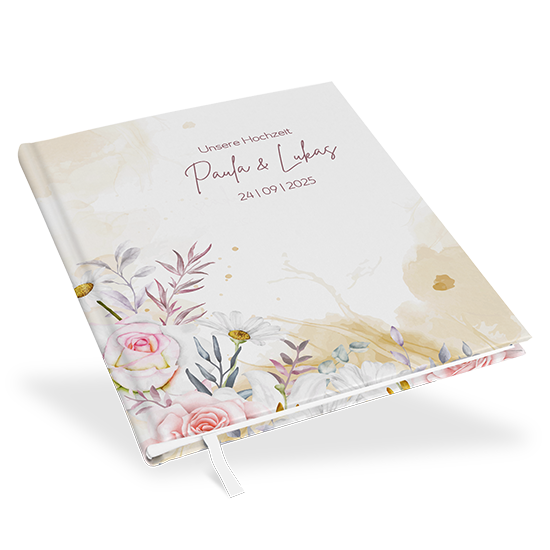 Gästebuch Hochzeit -  Aquarell "lily & rose" - GBH-25001-A-03