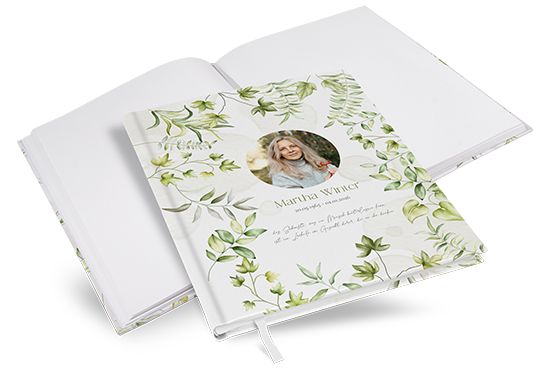 Kondolenzbuch - leaf light - KB-25001-G-01
