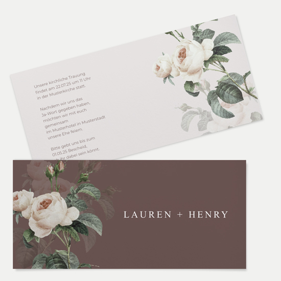 Postkarten DIN lang im Querformat 210 x 98 mm - Floral "Antique Rose" - PDLQ-24001-F-11