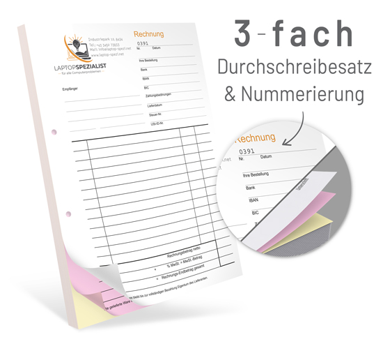 Durchschreibesätze 3-fach A4, geblockt, mit Nummerierung - 1219010122