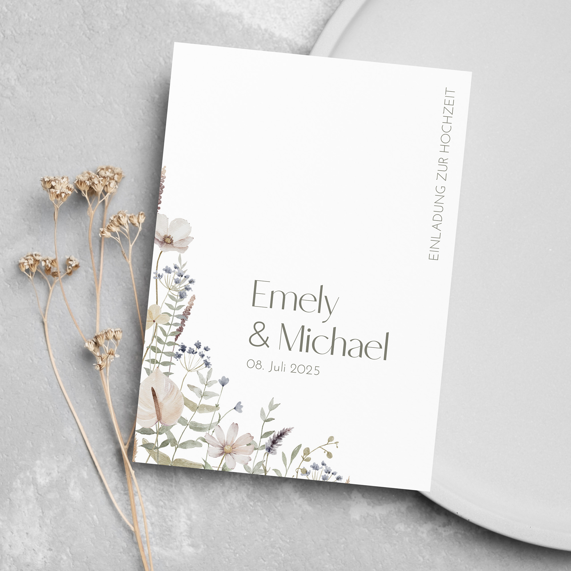 Postkarte DIN A6 im Hochformat - Boho "pastel bloom"