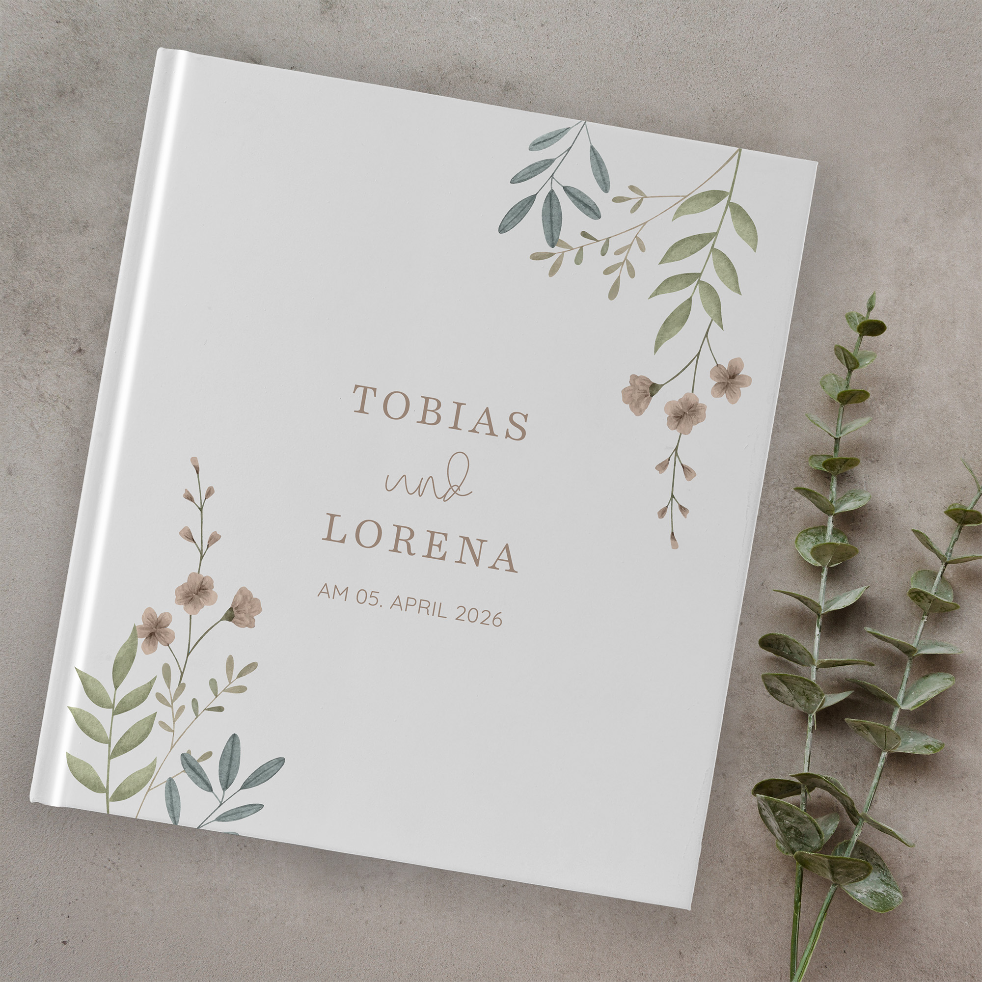 Erinnerungsbuch Hochzeit - Boho "Soft Leaves"