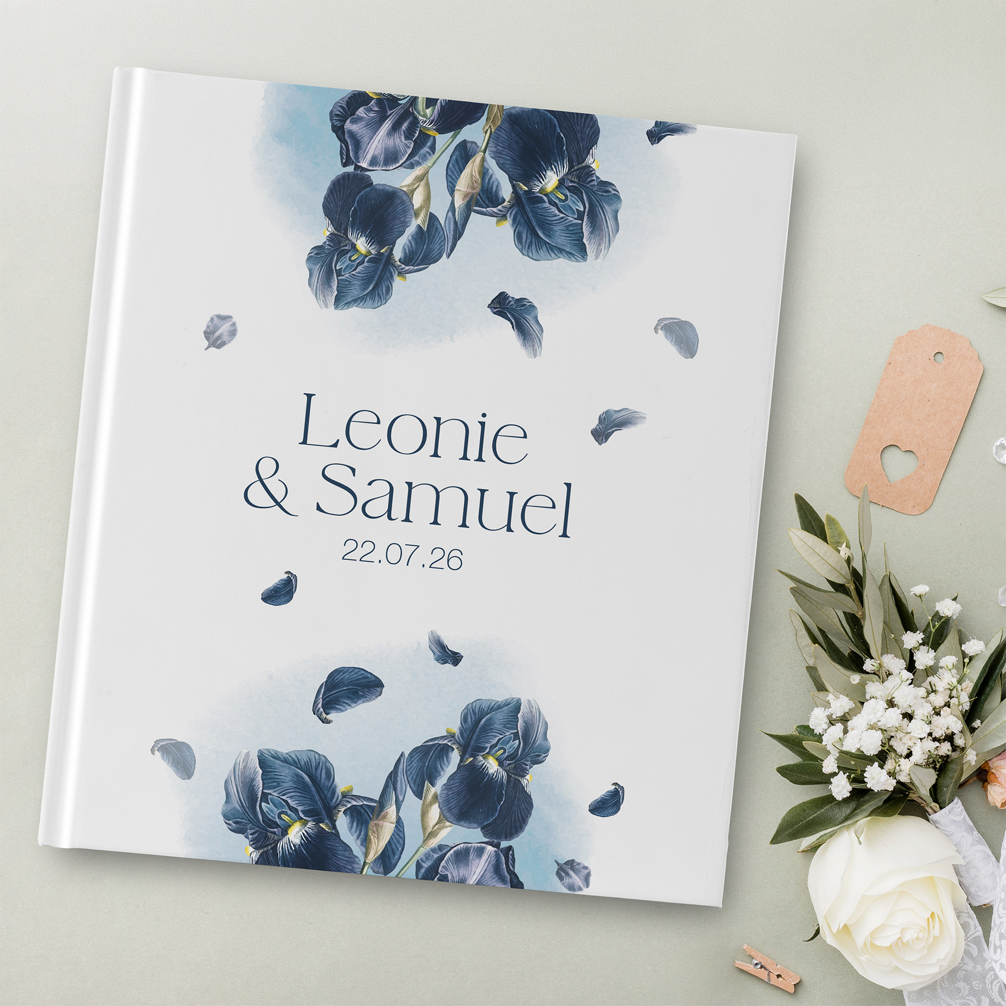 Erinnerungsbuch Hochzeit - Floral "Blue Petal"