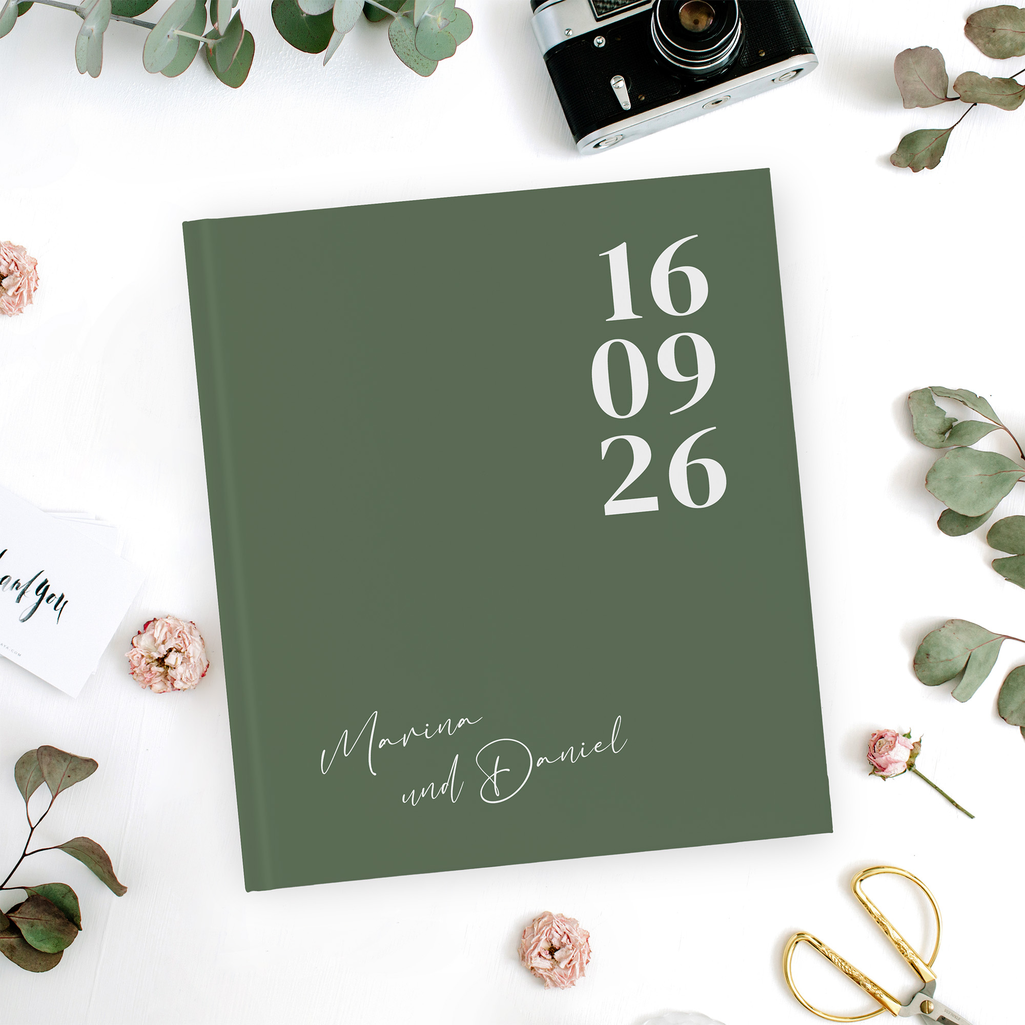 Gästebuch Hochzeit - Minimalistisch "Simply Green"