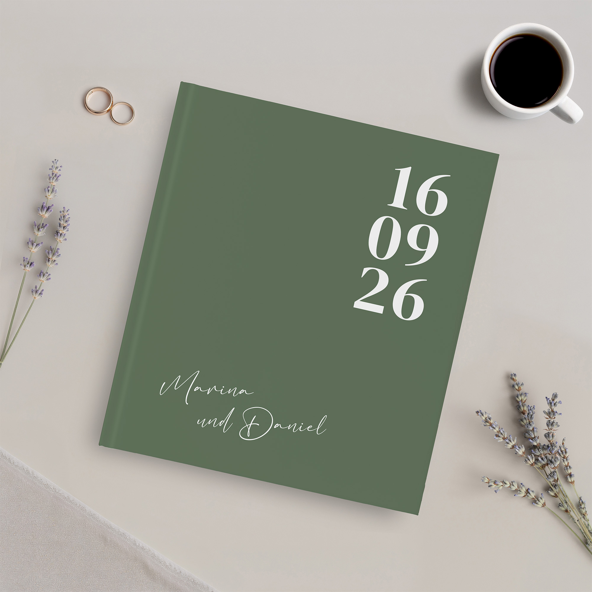 Gästebuch Hochzeit - Minimalistisch "Simply Green"