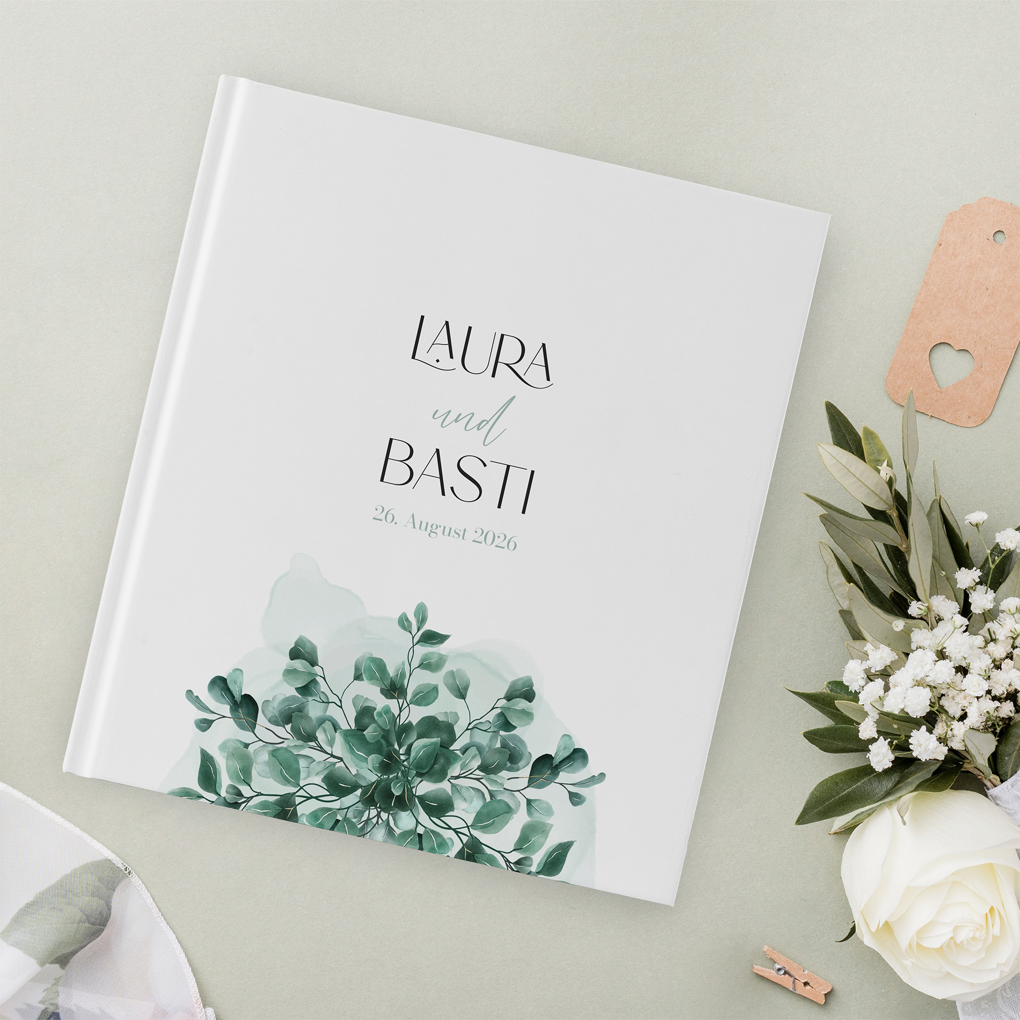 Gästebuch Hochzeit - Greenery "eucalyptus crown"