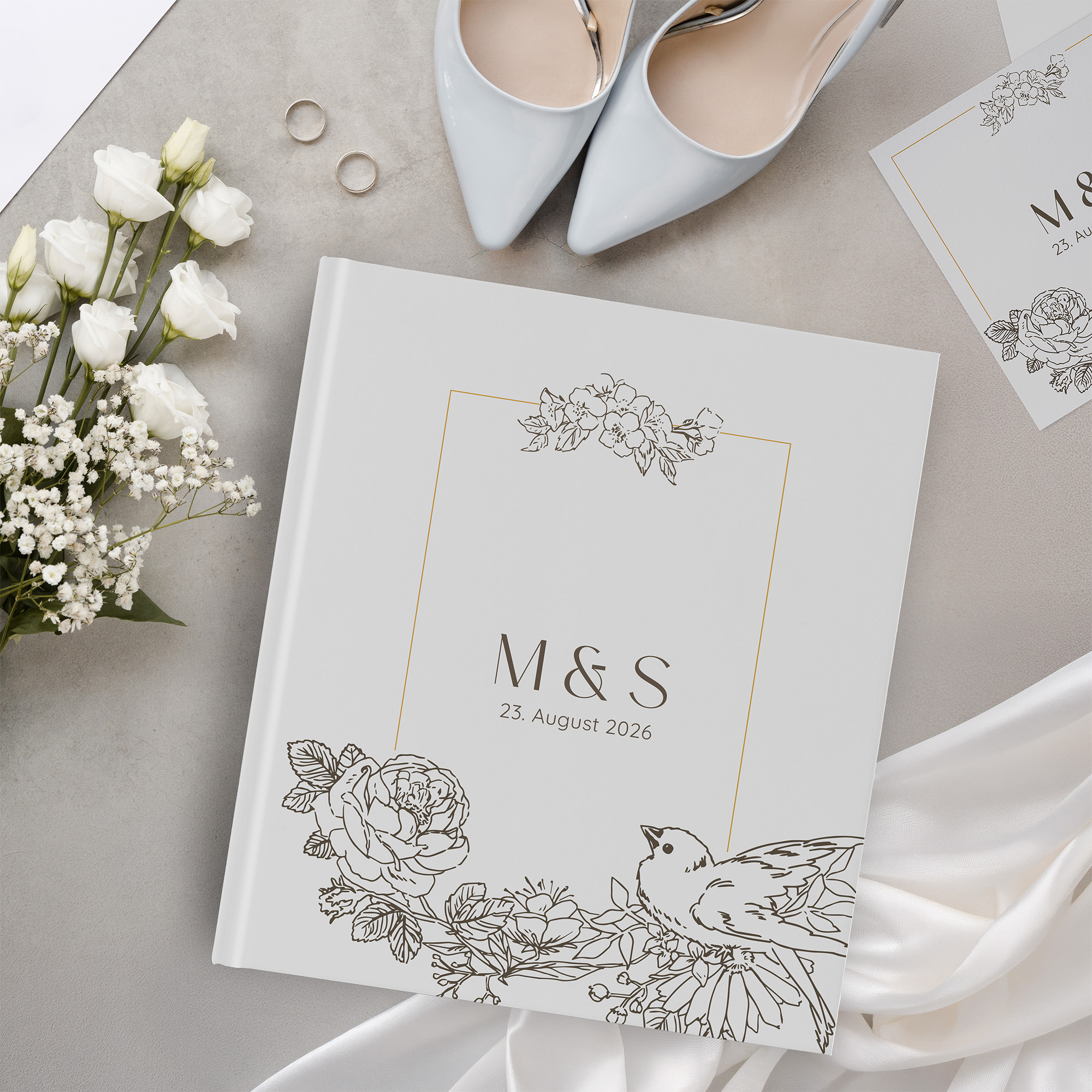 Gästebuch Hochzeit - Vintage "Petal Bird"