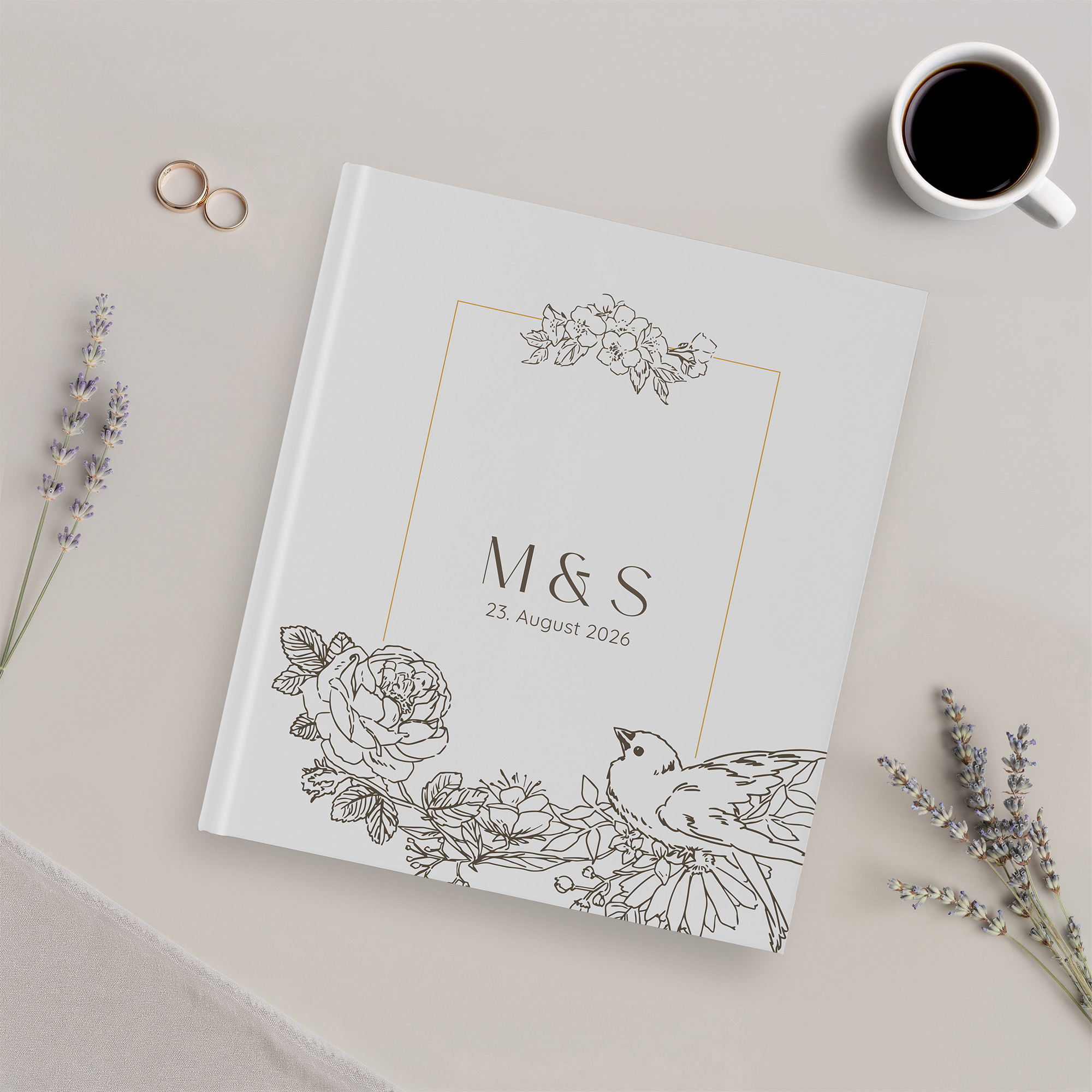 Gästebuch Hochzeit - Vintage "Petal Bird"