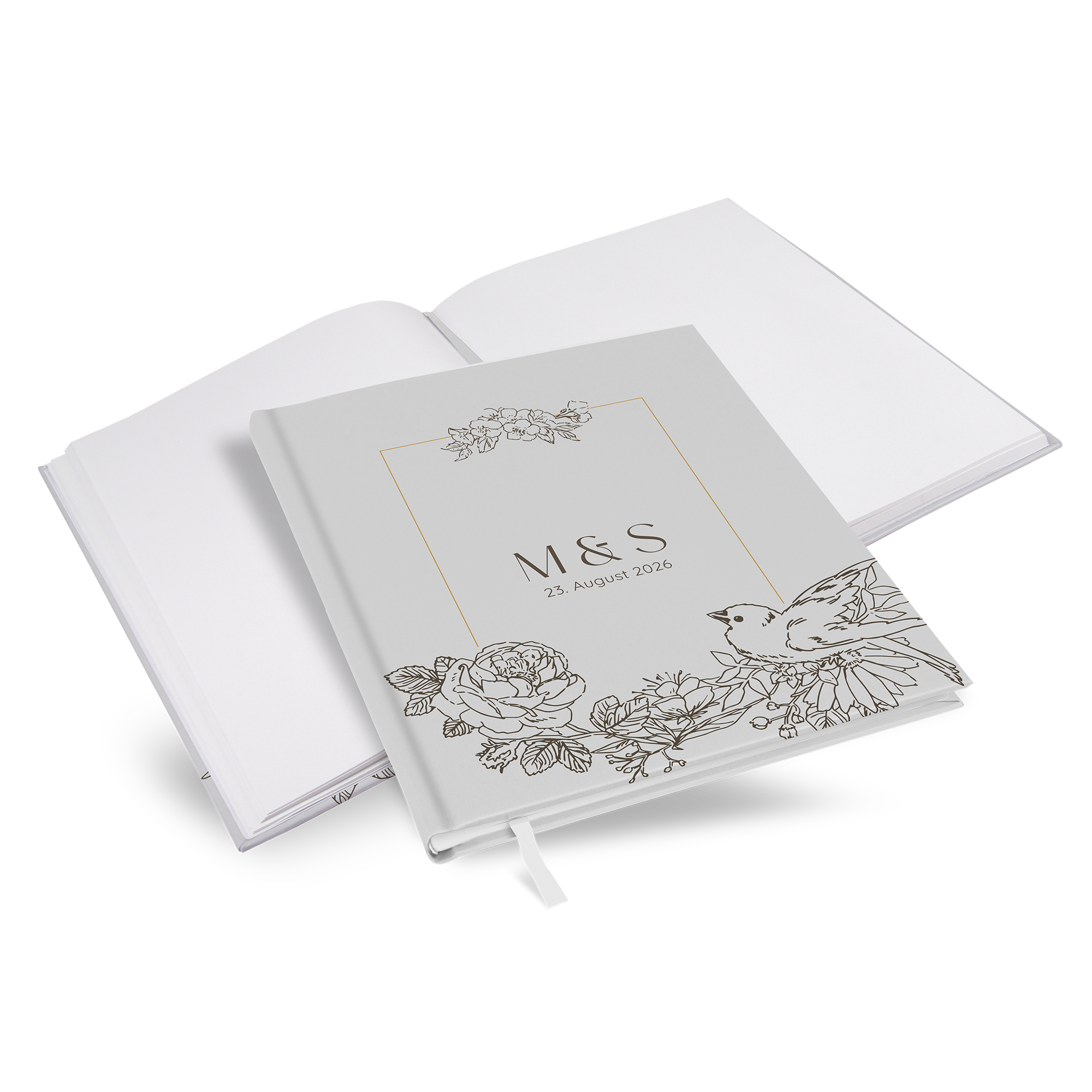 Gästebuch Hochzeit - Vintage "Petal Bird" - GBH-25001-V-03