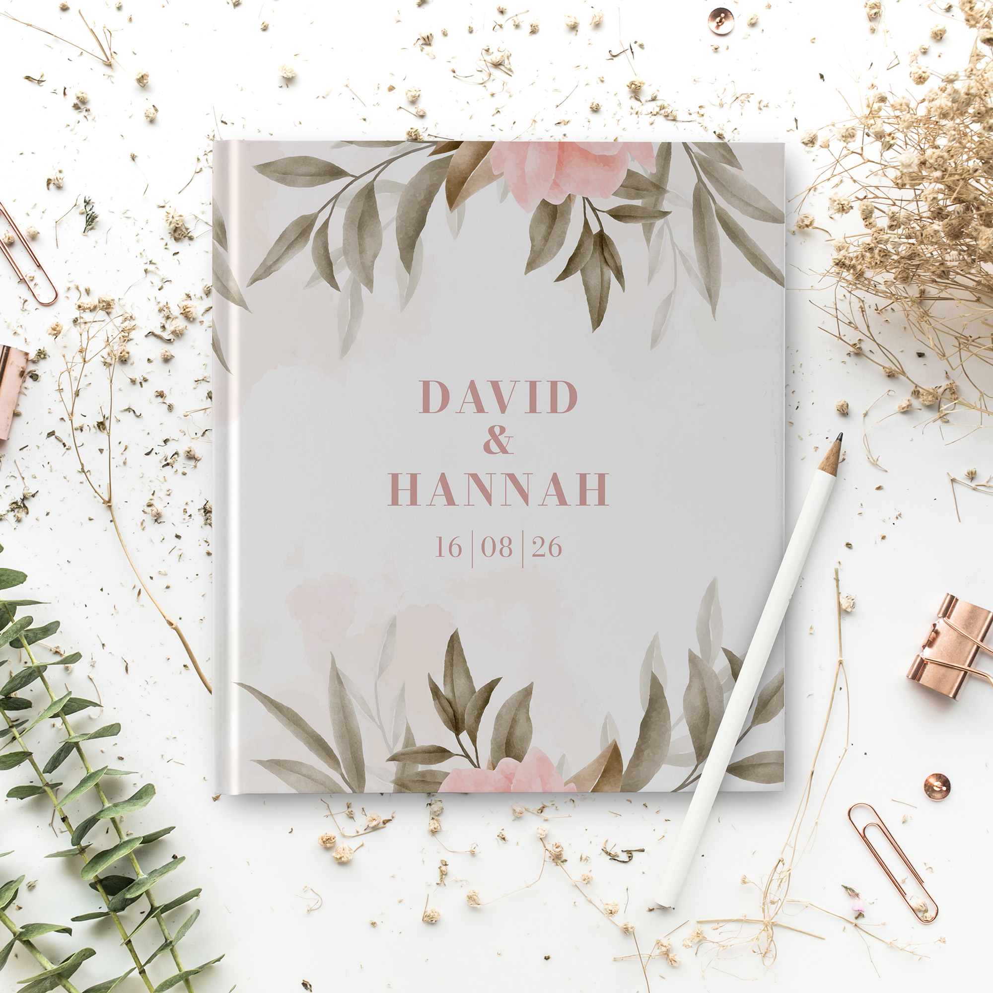 Gästebuch Hochzeit - Floral "rose leaf"