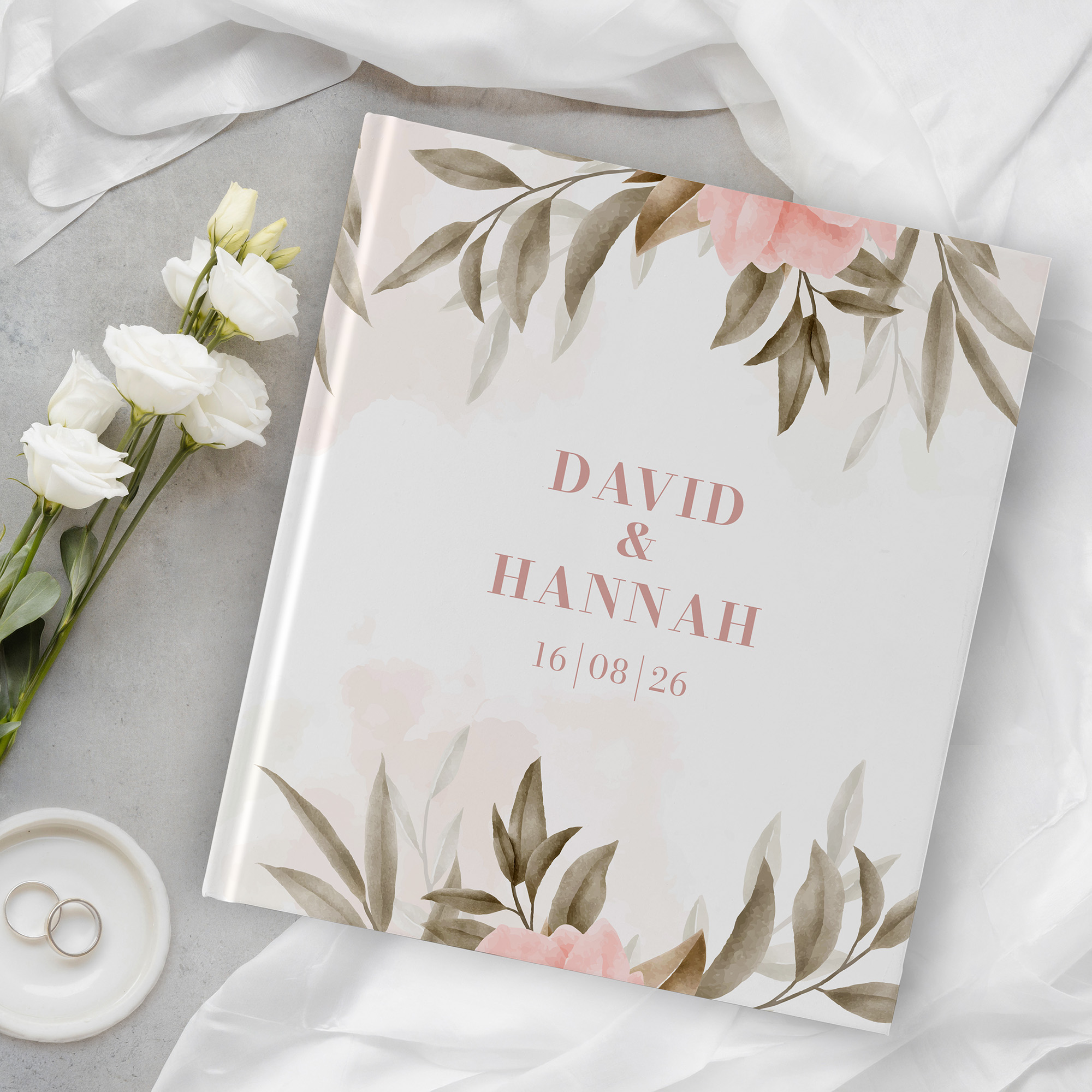 Gästebuch Hochzeit - Floral "rose leaf"