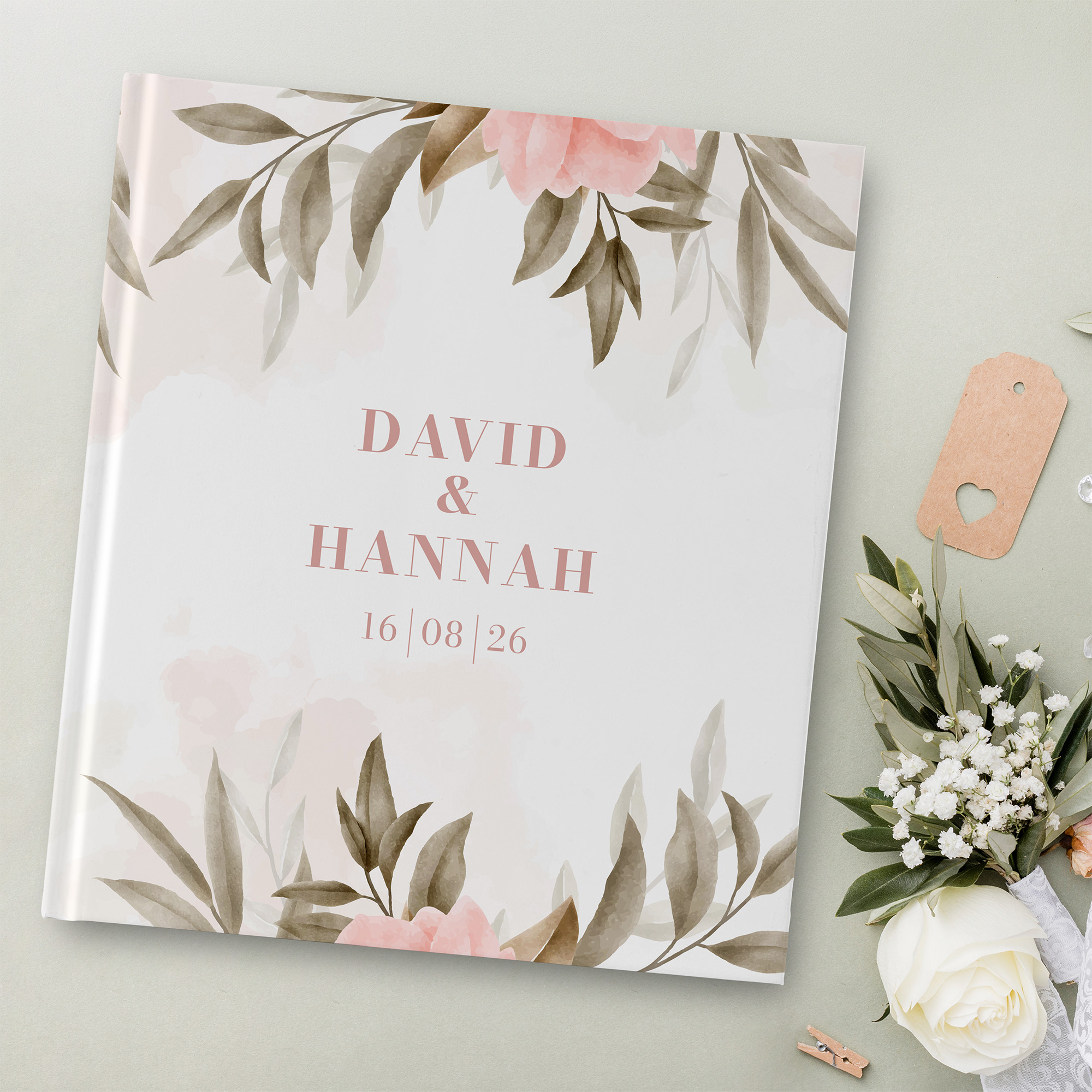 Gästebuch Hochzeit - Floral "rose leaf"