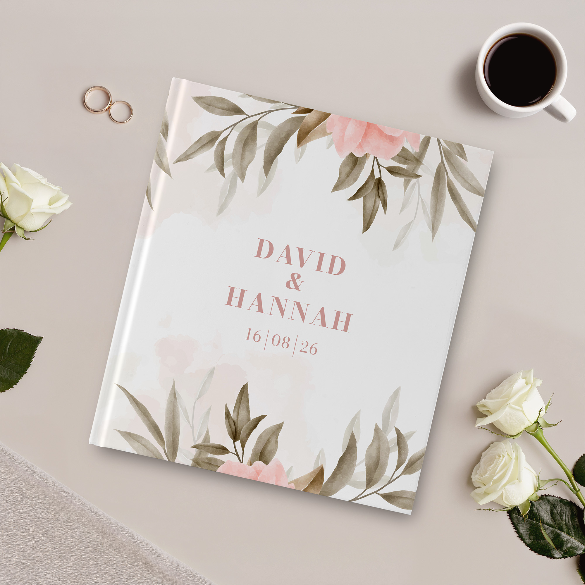Gästebuch Hochzeit - Floral "rose leaf"