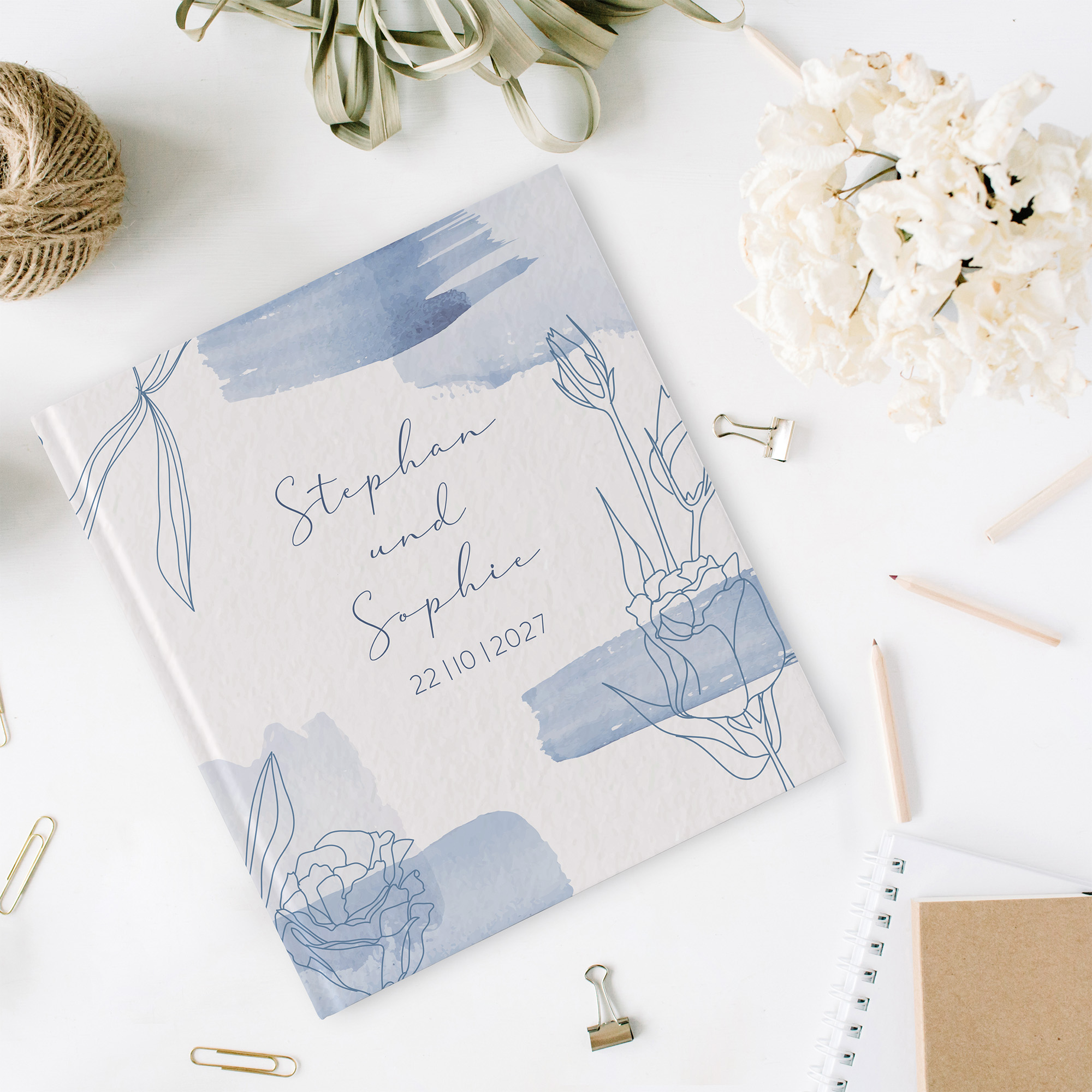 Gästebuch Hochzeit -  Aquarell "midnight petals"