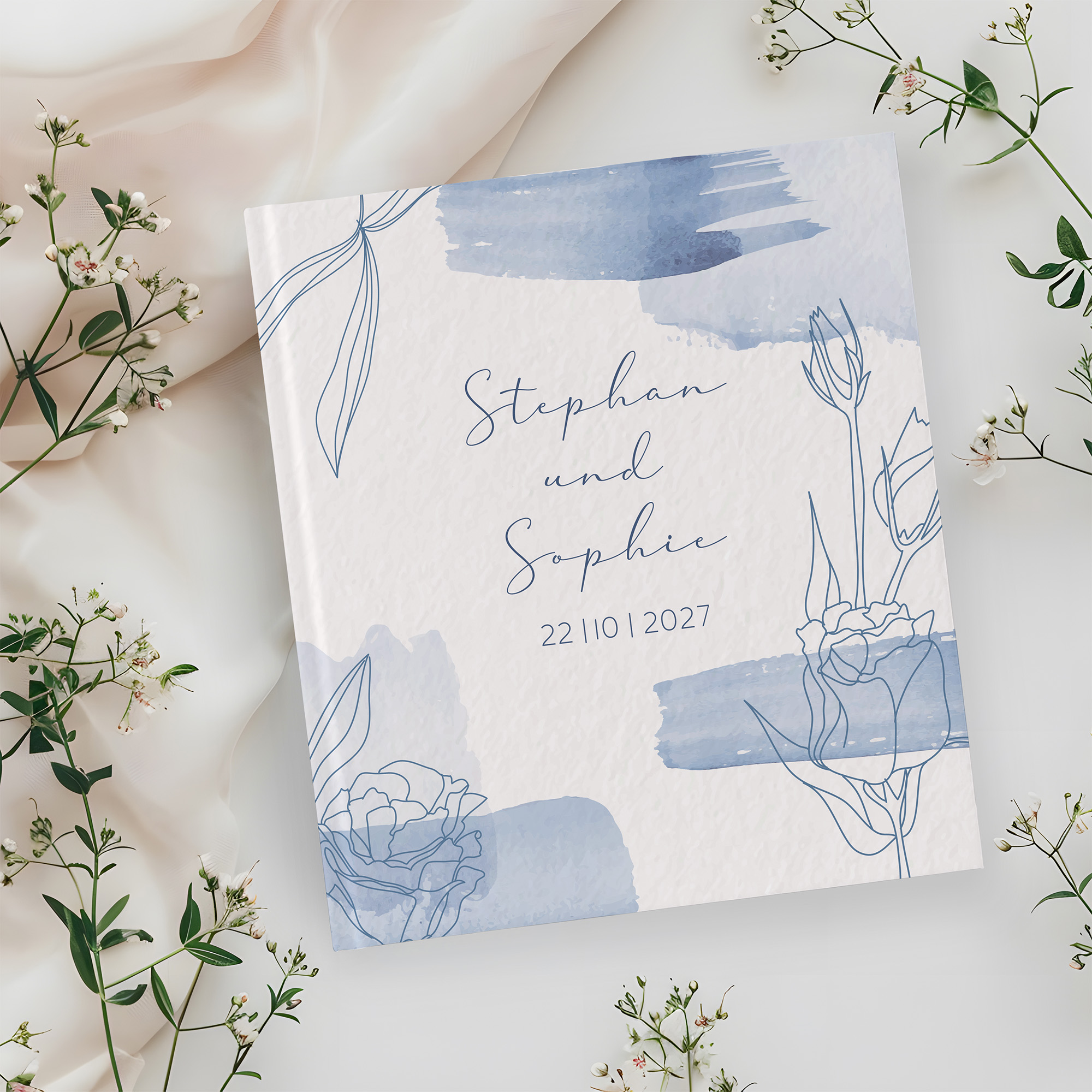 Gästebuch Hochzeit -  Aquarell "midnight petals"