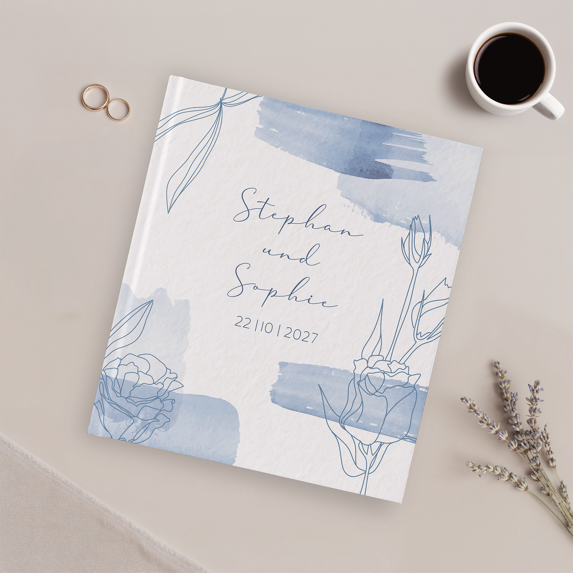 Gästebuch Hochzeit -  Aquarell "midnight petals"