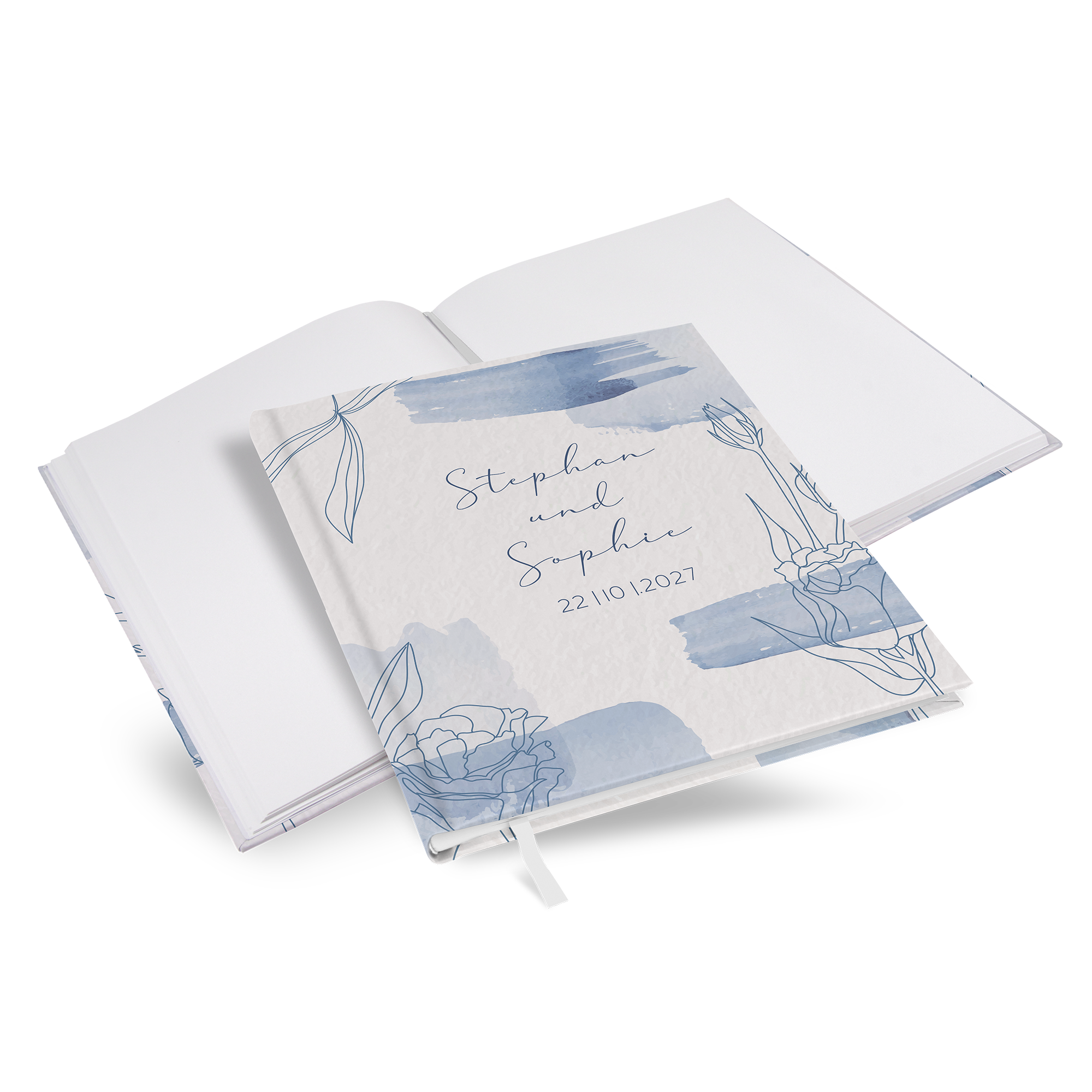 Gästebuch Hochzeit -  Aquarell "midnight petals"