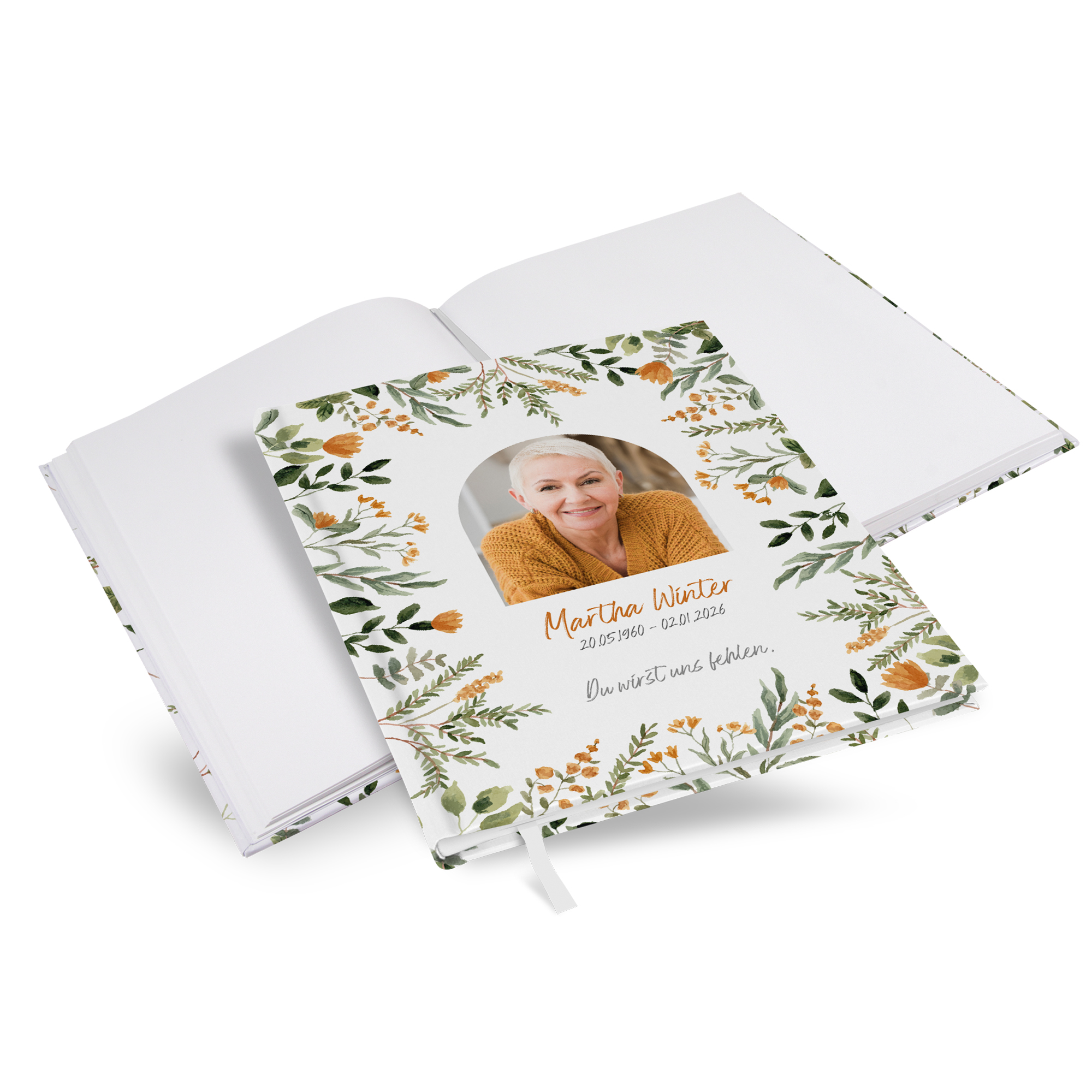 Kondolenzbuch - Floral "warm botanicals"