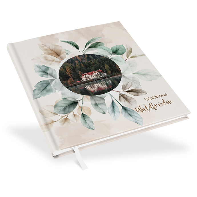 Gästebuch Ferienwohnung - Aquarell "leaf & taupe"
