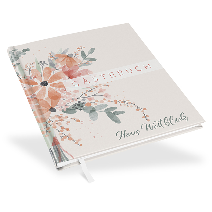 Gästebuch Ferienwohnung - Aquarell "terracotta bloom"