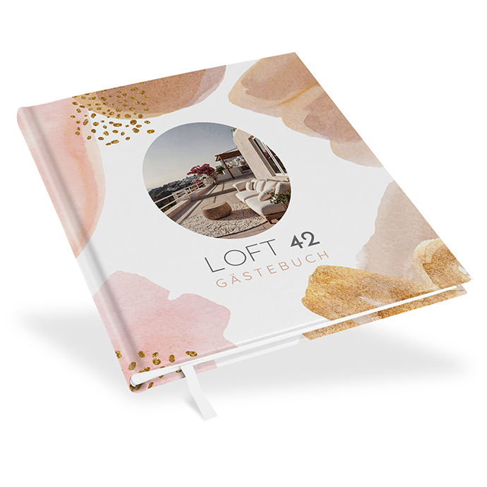 Gästebuch Ferienwohnung - Aquarell "Golden Blush"
