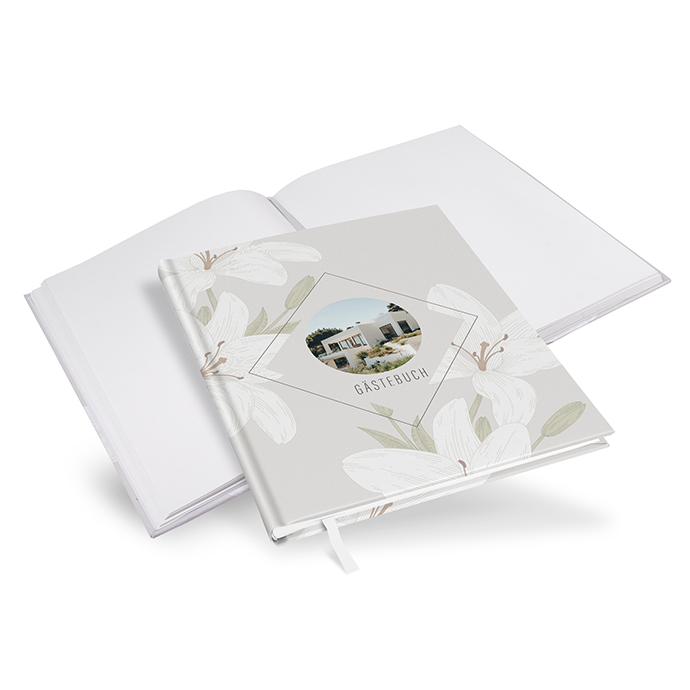 Gästebuch Ferienwohnung - Floral "White Lily"