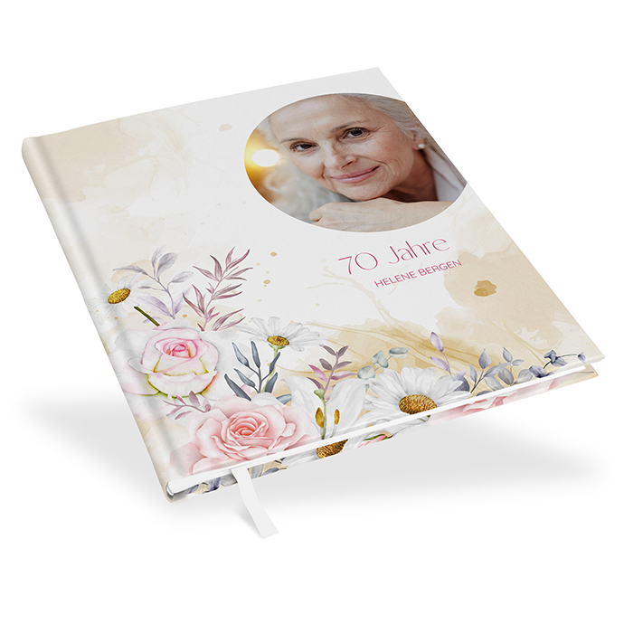 Gästebuch Geburtstag- Aquarell - "lily &amp; rose" - GBG-25001-A-03