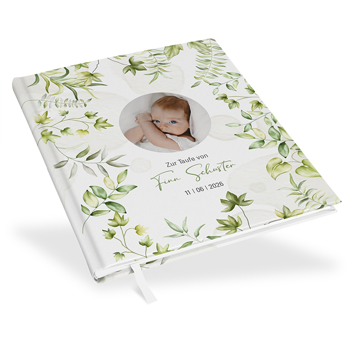 Gästebuch Taufe - Greenery "leaf light"